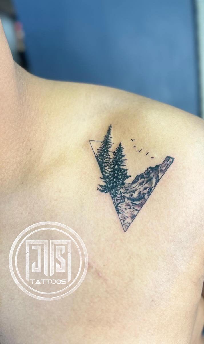 Mountain tattoo realism West Delhi